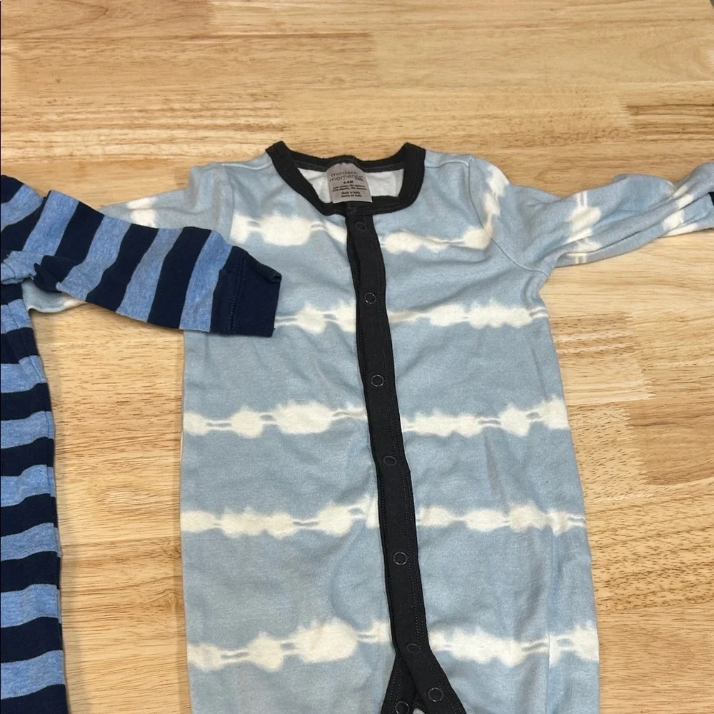 Striped Navy & Light Blue Baby Footies - 2-Pack